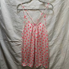 Betsey Johnson Intimates Slip Dress Polka Dot Lace Trim Lingerie M Hot Pink