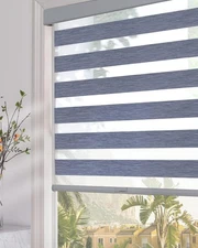 Persilux Cordless Zebra Blinds for Windows (24" W x 24"W x 72"H, Dark Grey 