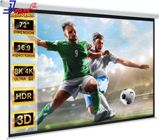 72" Projector Screen Motorized 16:9 4K HD Pull down Retractable Projection Scree