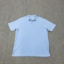 Tommy Bahama Polo Shirt Mens M Blue Short Sleeve Tencel Lyocell Tagless Casual