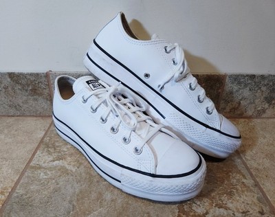 Converse Chuck Taylor All Star Lift Womens Platform Sneakers White Leather 9 EUC