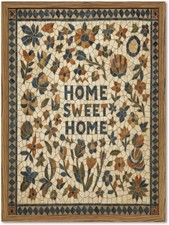 Vintage Mosaic Floral Wall Art Home Sweet Home Tile Florals Wall Decor Painti...