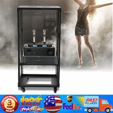 18U 4 Post Open Frame Network Server Rack Holder on Caters Adjustable 0-31.5"