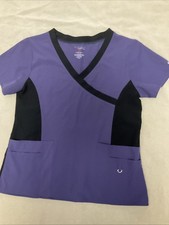 New York Laundry  Medics Scrub Top Large Womens Purple Black Active Stretch