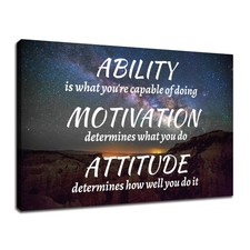 Ability Motivation Attitude Motivational Classroom Poster Modern Canvas Print...