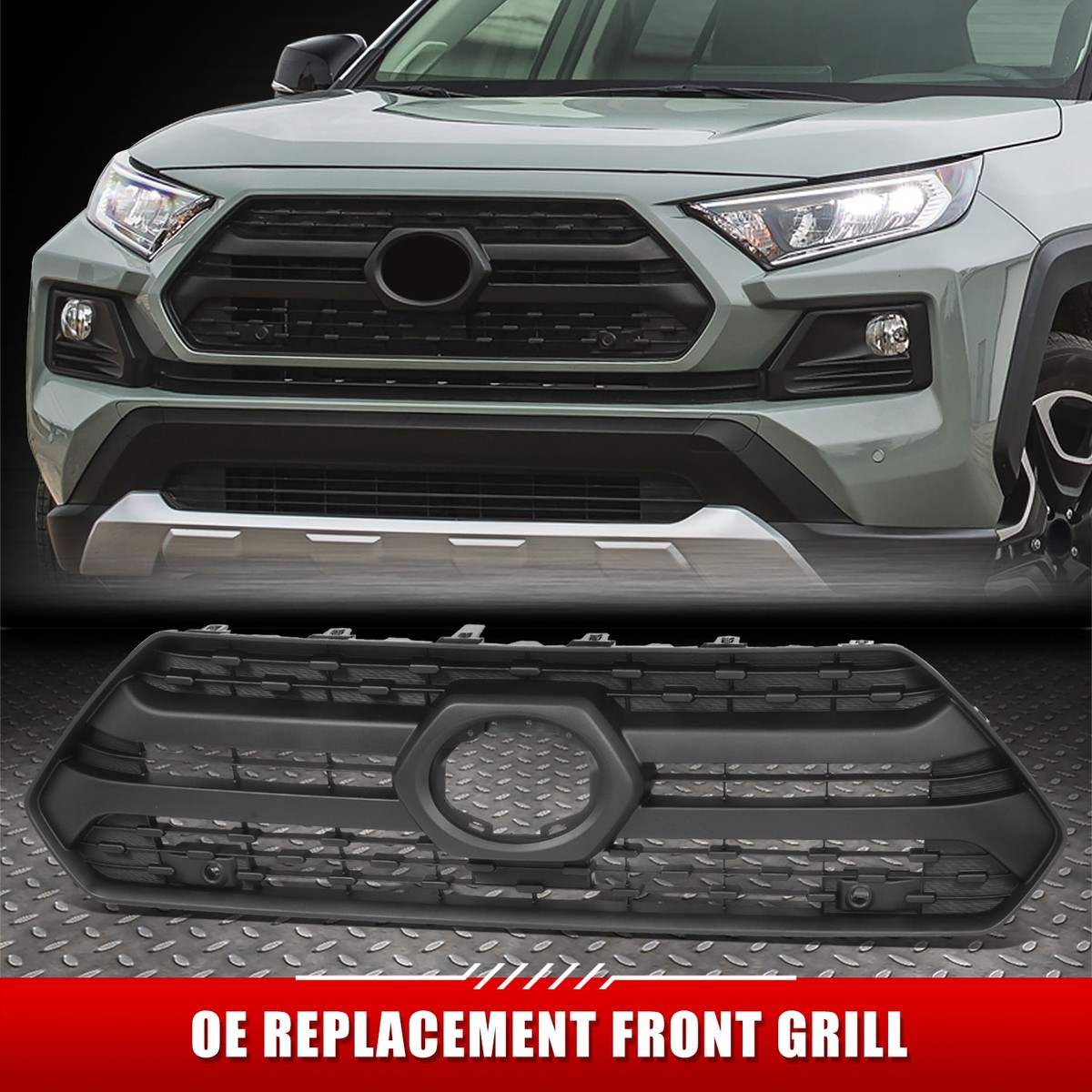 For 19-24 Toyota RAV4 Adventure Trail TRD Black Front Grille w