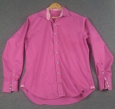Robert Graham Magenta Flip Cuff Collar Windsor Dress Shirt - Men's Medium Slight