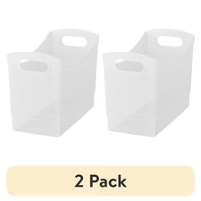Plastic Storage Bins 12 Qt 2 Pack Narrow Rectangular Container with Handles