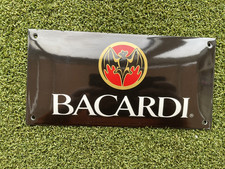 BACARDI ENAMEL ON METAL SIGN  8 X 4 INCHES
