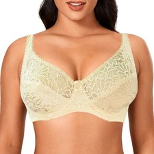 Plus Size Ladies Non-Padded Lace Bra ? Ultra-Thin Underwire Brassiere for Large