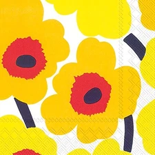 Boston International C552671 IHR Marimekko Floral Napkins 5"x5" Unikko Yellow