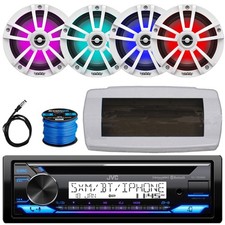 JVC KD-T92MBS 1-DIN Marine Bluetooth CD Radio W/Cover, 4x 6.5" RGB LED Speakers