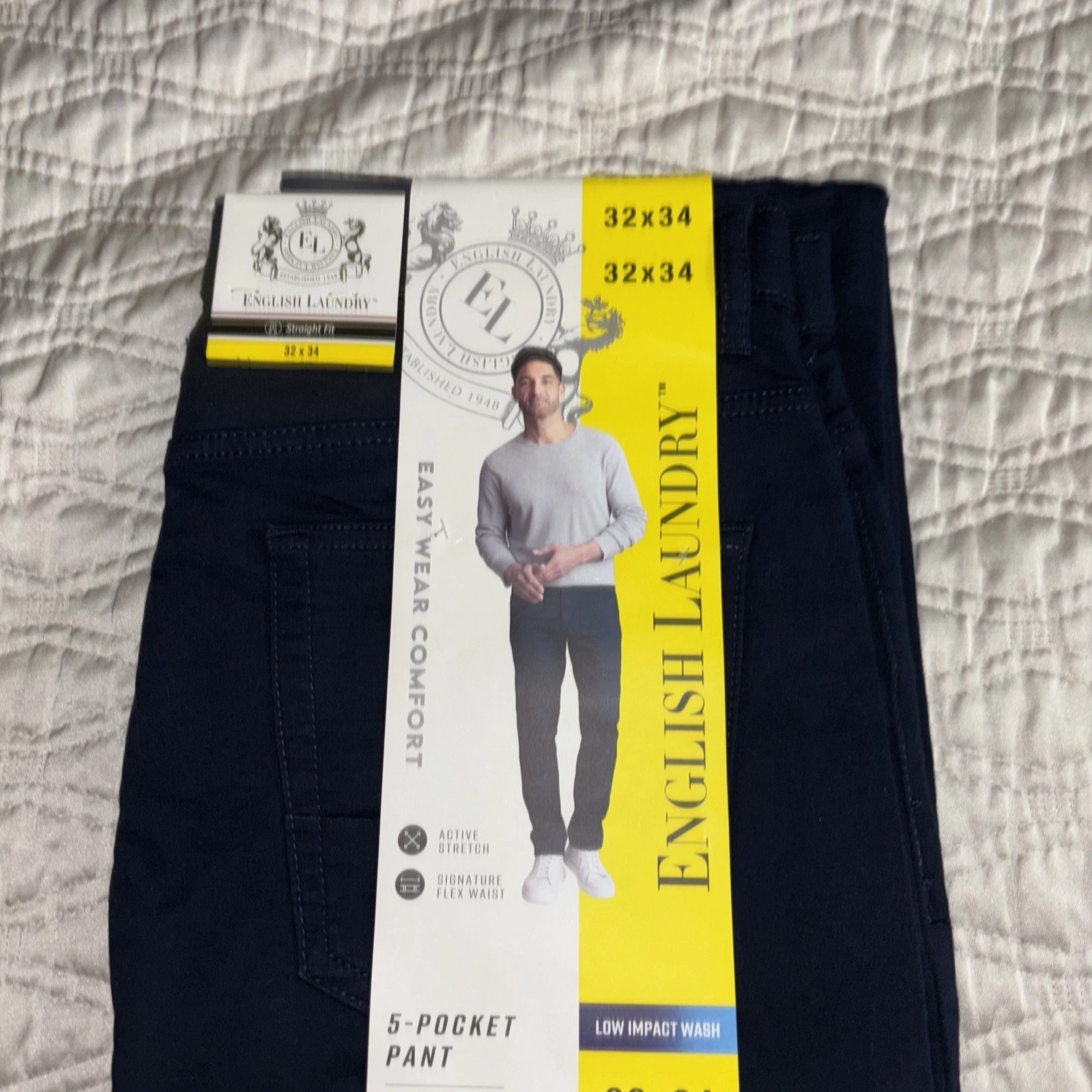 English Laundry 5 Pocket Pant Straight Fit 32x34 Active Stretch Fabric Blue NWT