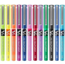 Pilot Hi-Tecpoint V5 Multicolour Set Roller Ball Pen Pack of 12 / Free Ship