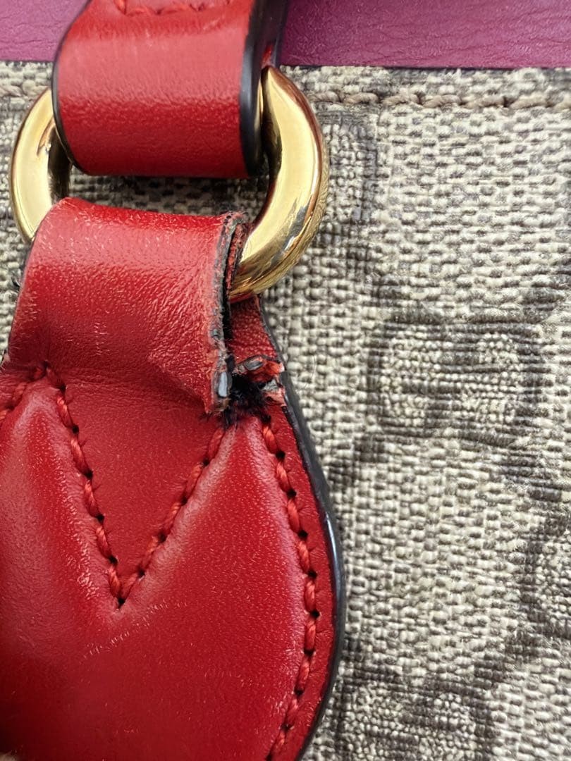 GUCCI GG Pattern Tote Bag Leather Pink Red Authentic Used Excellent Condition thumbnail 8