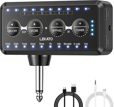 Mini-Gitarrenverstärker mit Effekten,LEKATO wiederaufladbarer