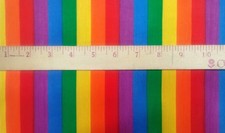 Vintage Weilwood Cotton Blended Rainbow Colored Striped Fabric 45" Wide