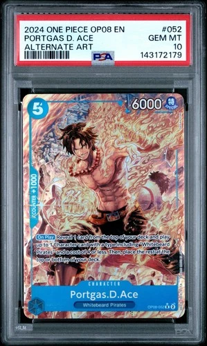 2024 ONE PIECE OP08-TWO LEGENDS ALTERNATE ART #052 PORTGAS D. ACE PSA 10