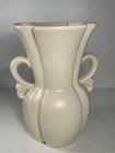 Vintage 1950s Haeger White Matte Pottery Vase with Butterfly Handle 9 in.