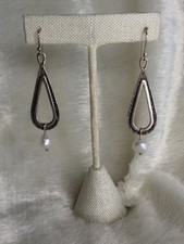 Vintage Silpada Retired W1388 "Perfect Pearl" Oxidized Sterling Silver Earrings