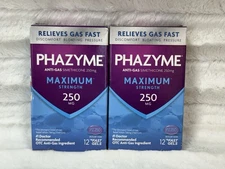 2 Phazyme Anti Gas MAXIMUM STRENGTH 250mg Simethicone 12 Fast Gels Exp. 11/2025