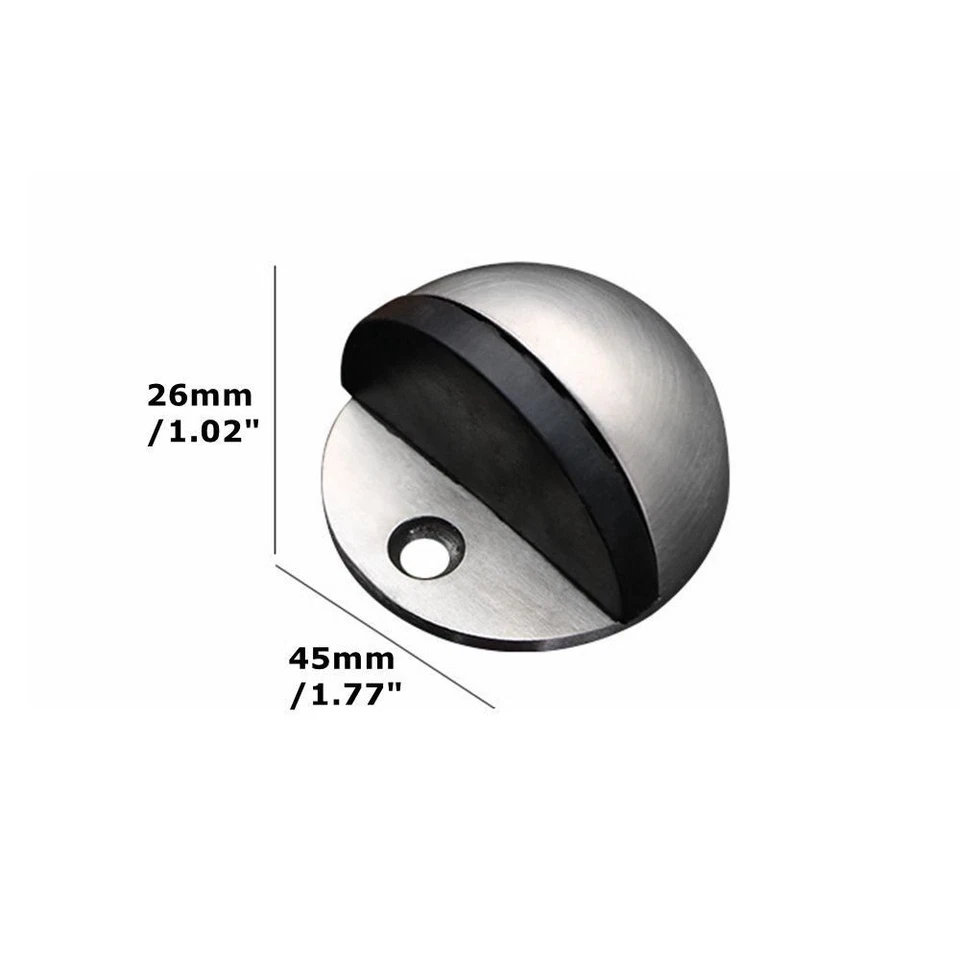 2 piezas tope de puerta montado en el piso tope de puerta de acero inoxidable tope de goma cromado Foto 2 de 4