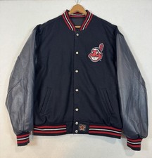 Reversible VTG Cleveland Indians Full-Snap Bomber Varsity Jacket