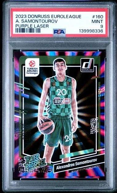 ALEXANDROS SAMONTOUROV 2023-24 Donruss EuroLeague PURPLE LASER /99 PSA 9 Mint