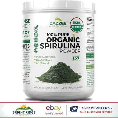 Spirulina Powder, 16 Ounces, Dairy-Free and Gluten-Free Health Support