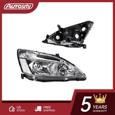 For 2003-2007 Honda Accord Headlight Assembly Left Right Halogen Chrome Housing