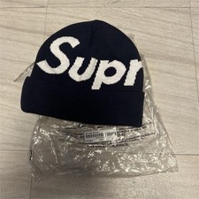 Supreme Navy Beanie White Logo One Size Unise...