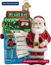 Santa's AI List Bot Glass Blown Ornament for Christmas Tree