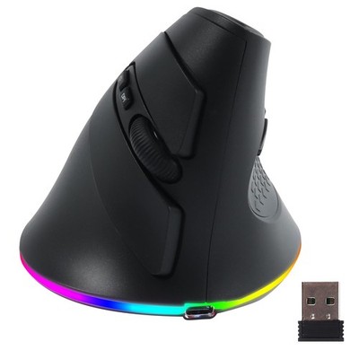 Wireless Mouse Vertical Ergonomic 2.4G Bluetooth Dual Mode Rechargeable Black