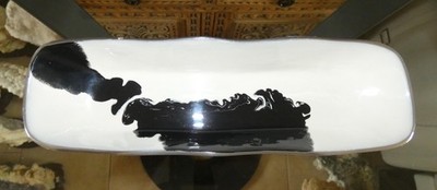 Nima Oberoi Lunares Bianco Nero Rectangle Dish Tray Artisan Handmade White Black