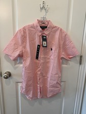 Men s Pink Polo Button-down Short Sleeve Size...