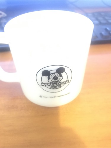 Mickey Mouse Club Walt Disney Vintage Libby Milk Glass Coffee Mug Cup Beehive - Picture 2 of 2