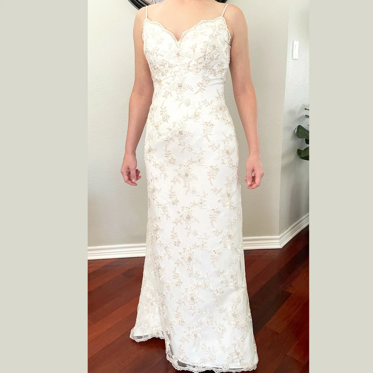 Oleg cassini beaded lace wedding dress top