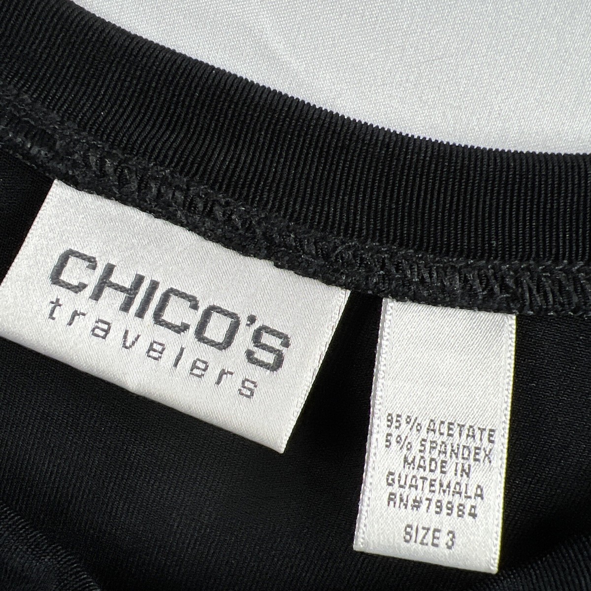 Chicos Travelers Jacket Size XL Solid Black Hook & Eye Front Long Sleeve Stretch View 3