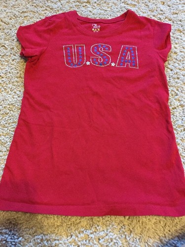 EXC Childrens Place AMERICANA USA U.S.A. 4th July SHORT SLEEVE Top Graphic M 7 8