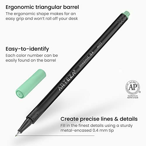 ARTEZA Black Inkonic Fineliners Pens, Set of 12, 0.4 mm Fine  Assorted Sizes 