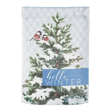 12.5 x 18 Hello Winter Birds Garden Suede Flag Double Sided