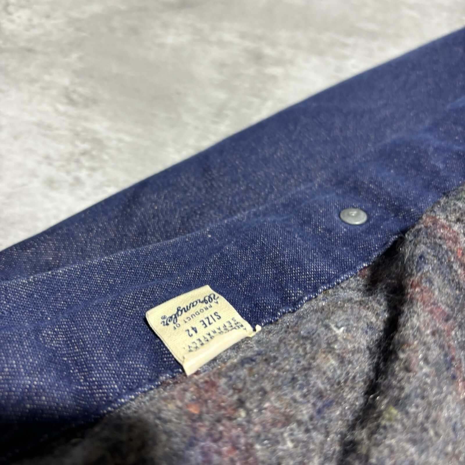 Vintage Wrangler Chore Jacket Men's 42 Blue Denim Blue Bell Blanket Lined USA*