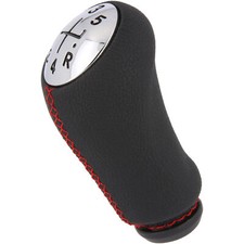 Pomo Palanca Cambios De Cuero Universal - Con 4 Adaptadores (8/10/11/12 Mm) Para Coches Manuales De 5/6 Velocidades, Negro