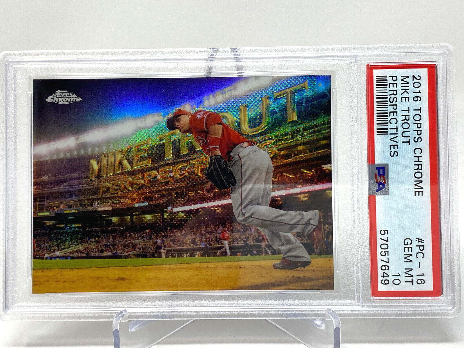 2016 Topps Chrome #PC-16 Mike Trout Perspectives PSA 10 view 8