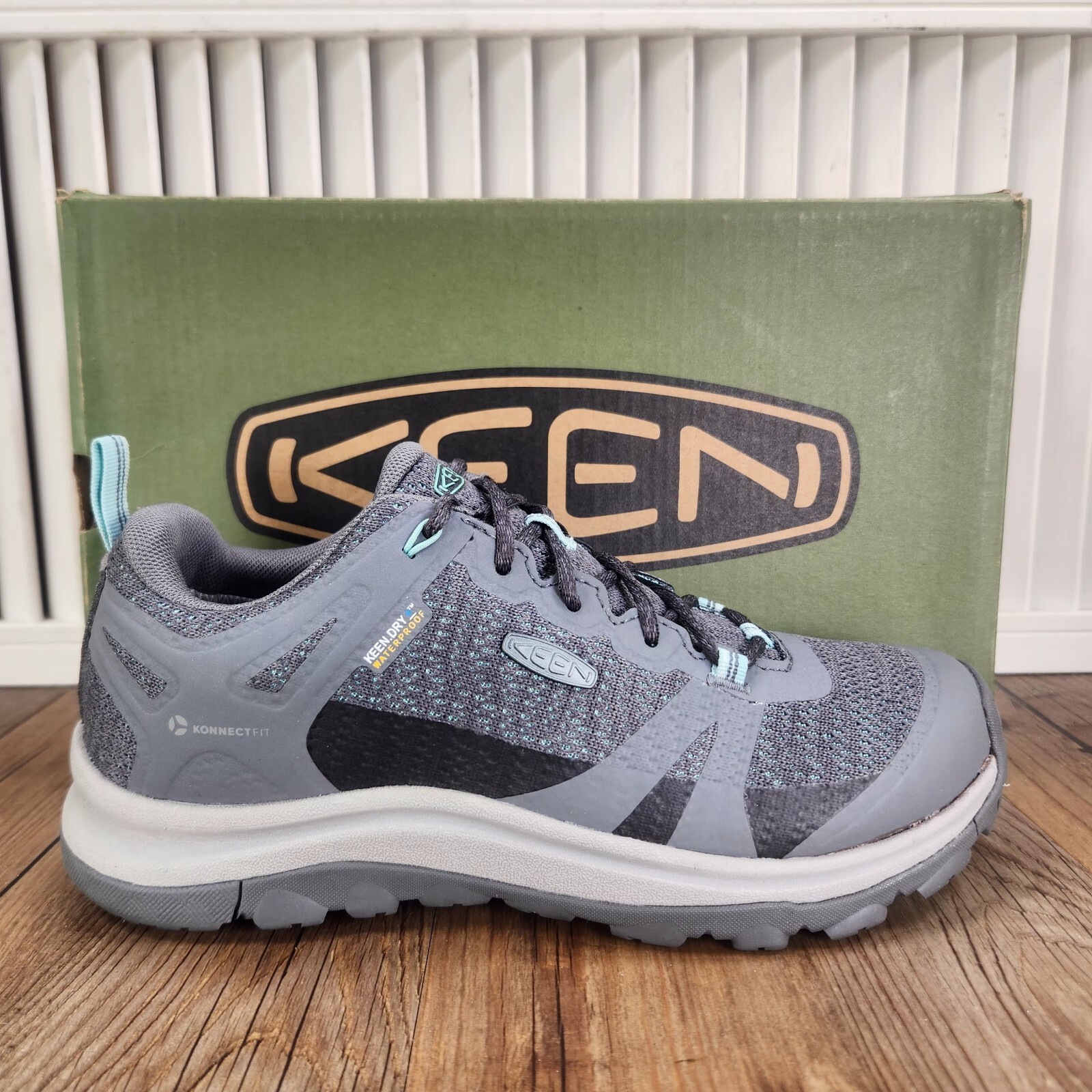 Scarpe da trekking KEEN Terradora II impermeabili donna taglia 6 acciaio grigio onda oceanica trail