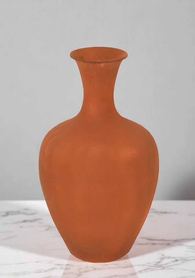 Handcrafted Metal Vase with Terracotta Finish – Rustic Table Top Decor Accent - Image 2 of 4