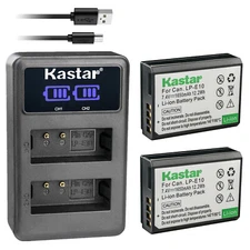 Kastar 2x Battery LP-E10 + Charger For Canon Rebel T3 T5 T6 T7 1100D 1300D 3000D