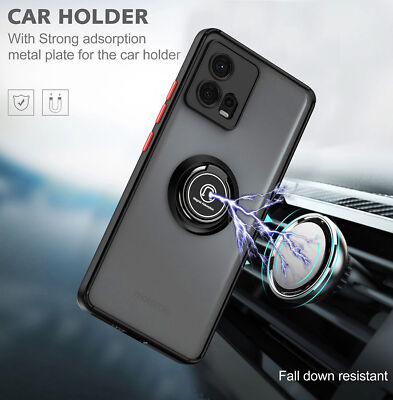 Slim Matte Back Ring Stand Case + Screen Protector For Motorola Edge 30 Fusion