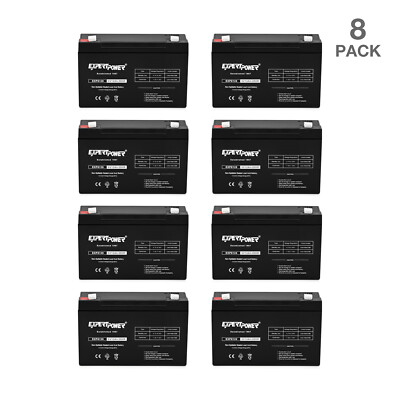 8 PACK - EXPERT POWER 6 Volts 12 Ah AGM Sealed Lead Acid Rechargeable Battery