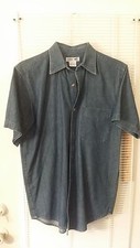 MENS CHEROKEE BLUE DENIM SHORT SLEEVE SMALL SHIRT FREE SHIPPING